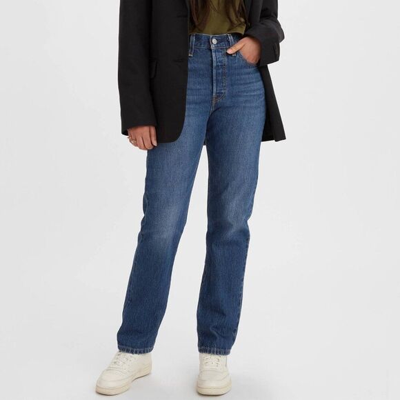 Levi's Premium Selvedge 501 High Rise Dark Wash Blue Jeans Women's Size 25 x 30 - Picture 1 of 10